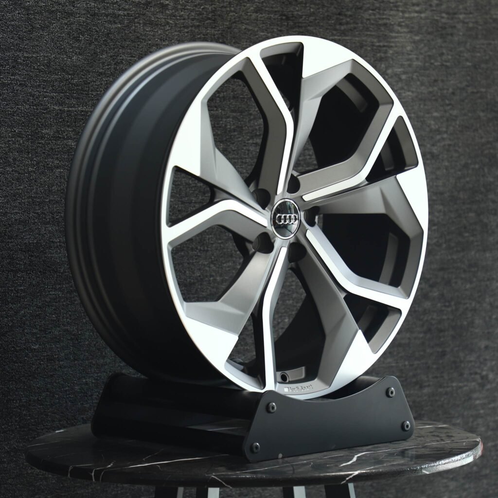 5x112 wheels – Custom Finish Split Directional Milled Machined Face, side view