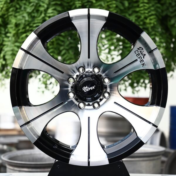 Ford F-250 Super Duty wheels – Black / Machined 6-Spoke (Dick Cepek-Style), front view