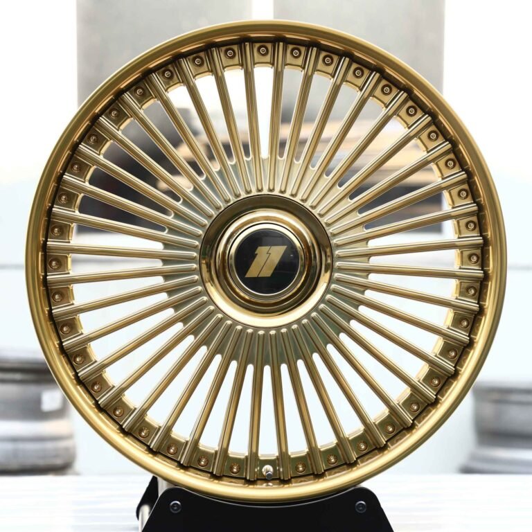 Dodge Challenger / Charger Forged Wheels – Gold Multi-Spoke Turbine, front view