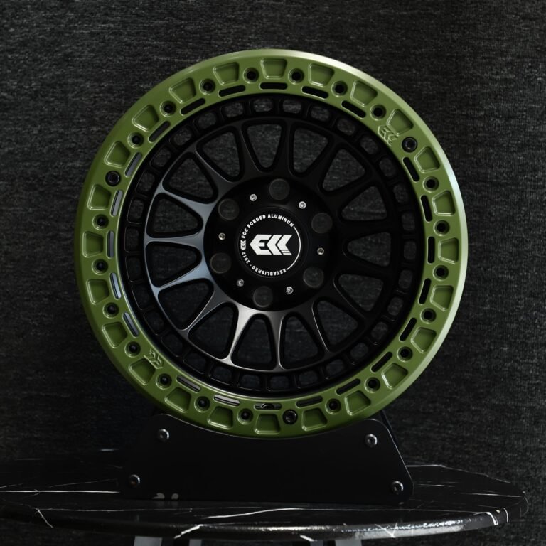 Toyota 4Runner wheels – ECC Army Green / Gloss Black Custom Beadlock, front view