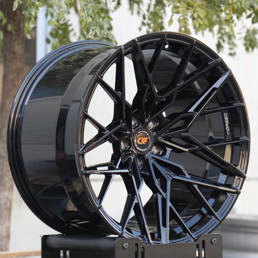 5x120 wheels – ECC Gloss Black Cross-Spoke, side view