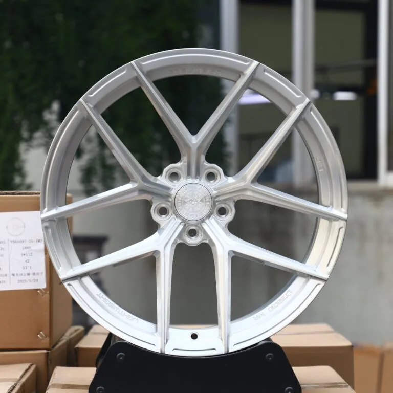 BMW M2 G87 wheels – Edelweiss LT3 Brushed Silver 5 Y-Spoke, front view
