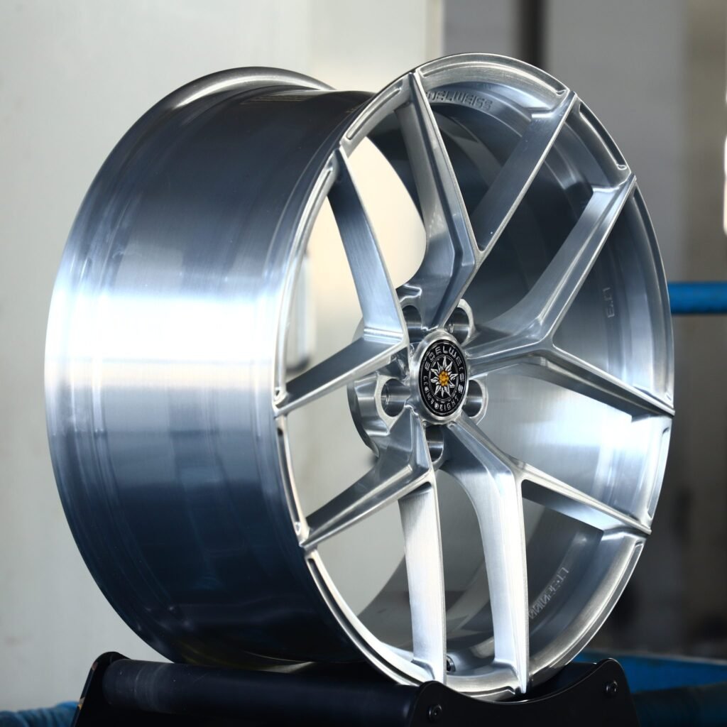 5x112 wheels – Edelweiss LT3 Brushed Silver 5 Y-Spoke, side view