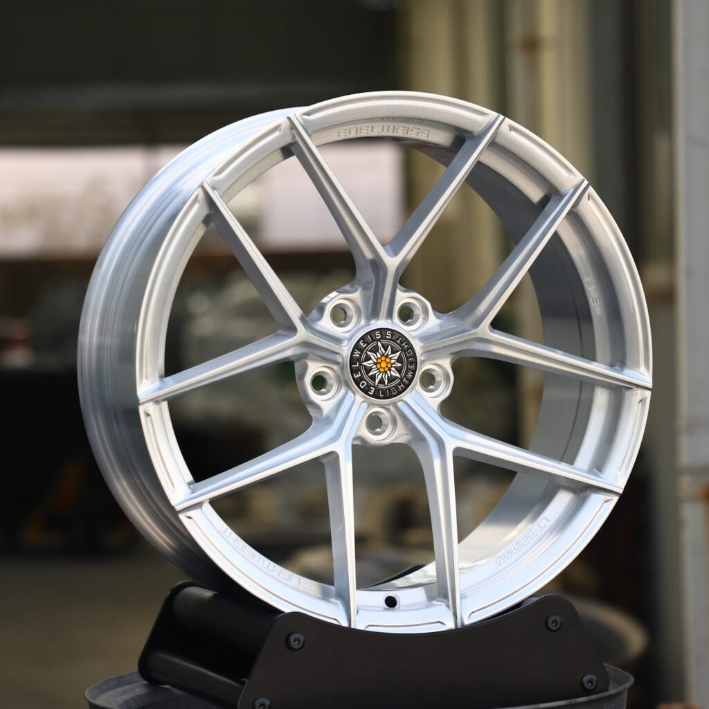 Edelweiss LT3 Matte Silver 5 Y-Spoke Daisy-Spoke Forged Wheels - BMW 5 Series / Audi A6 Fitment (5-Lug) view 2