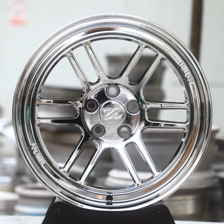Porsche 911 wheels – Chrome Twin 6-Spoke (Enkei-Style), front view