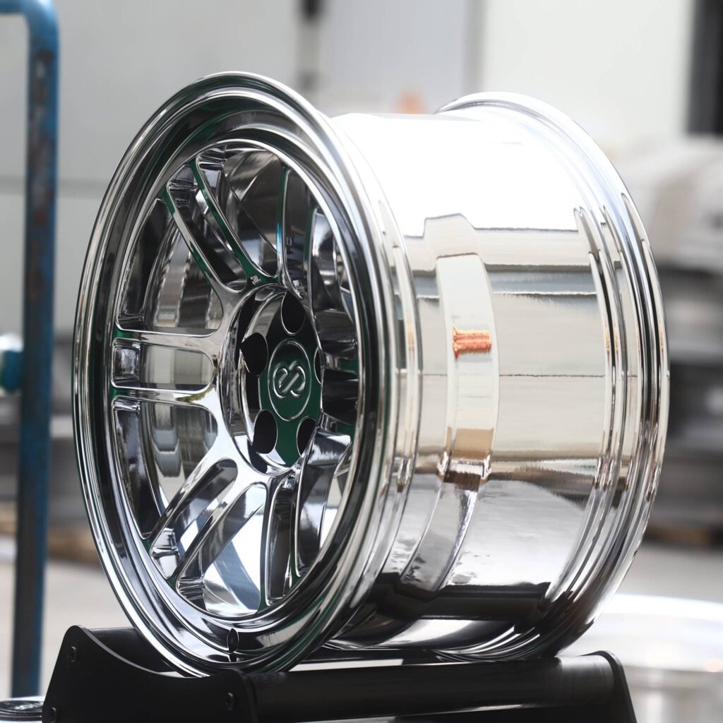 5x130 wheels – Chrome Twin 6-Spoke (Enkei-Style), side view