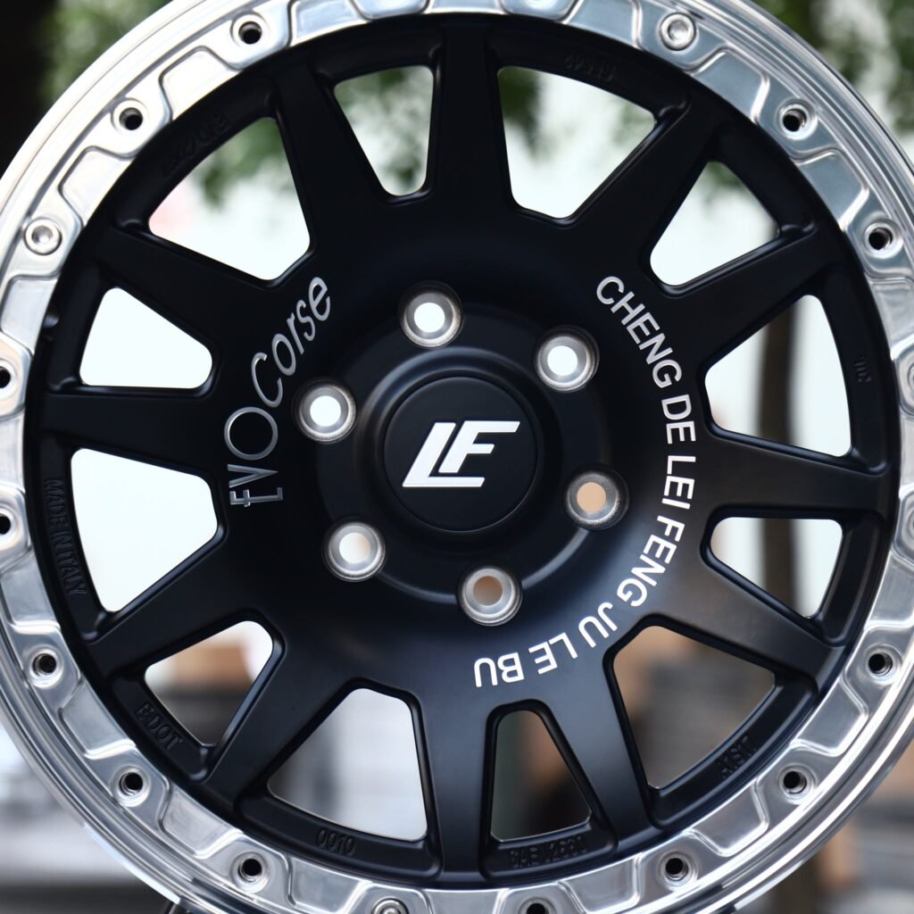 Toyota Tacoma wheels – EvoCorse Matte Black Beadlock, lip and barrel detail