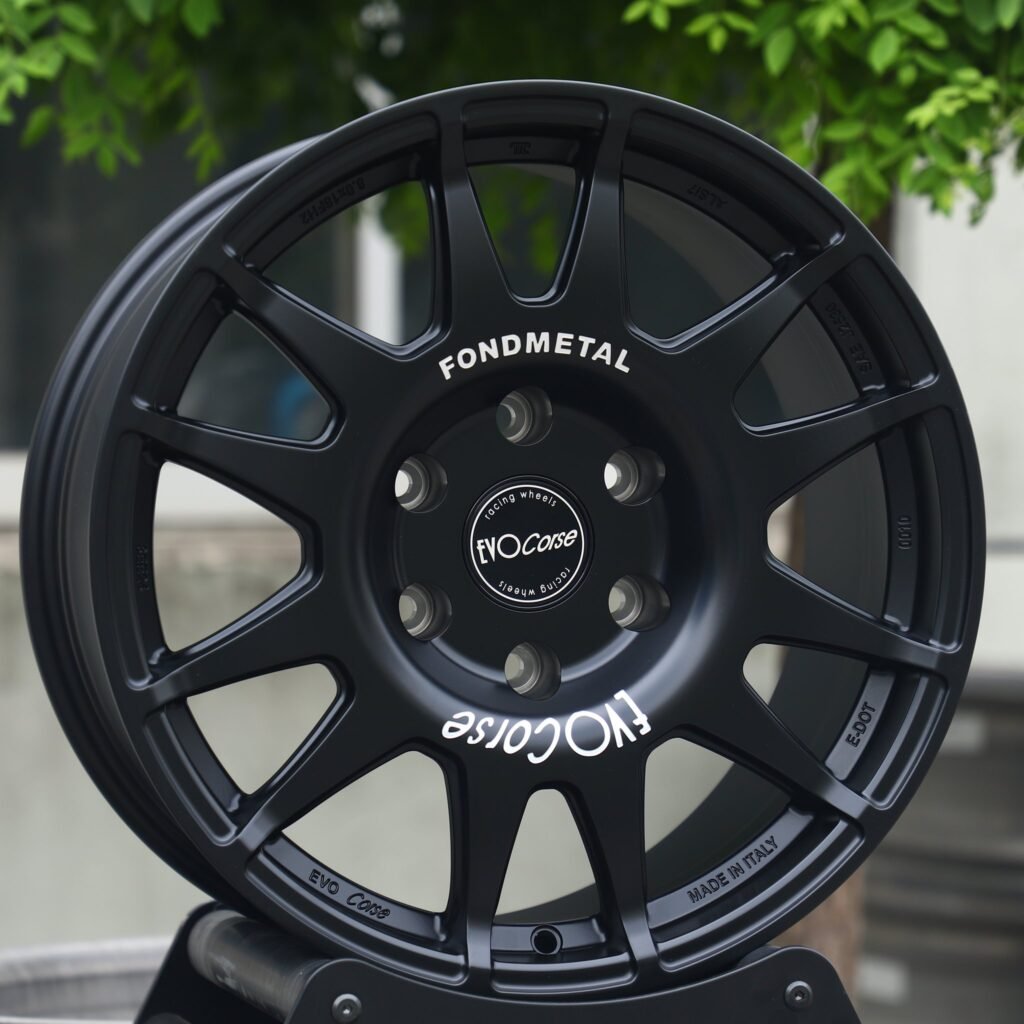 Chevrolet Silverado wheels – EvoCorse Matte Black Full-Face, angled view