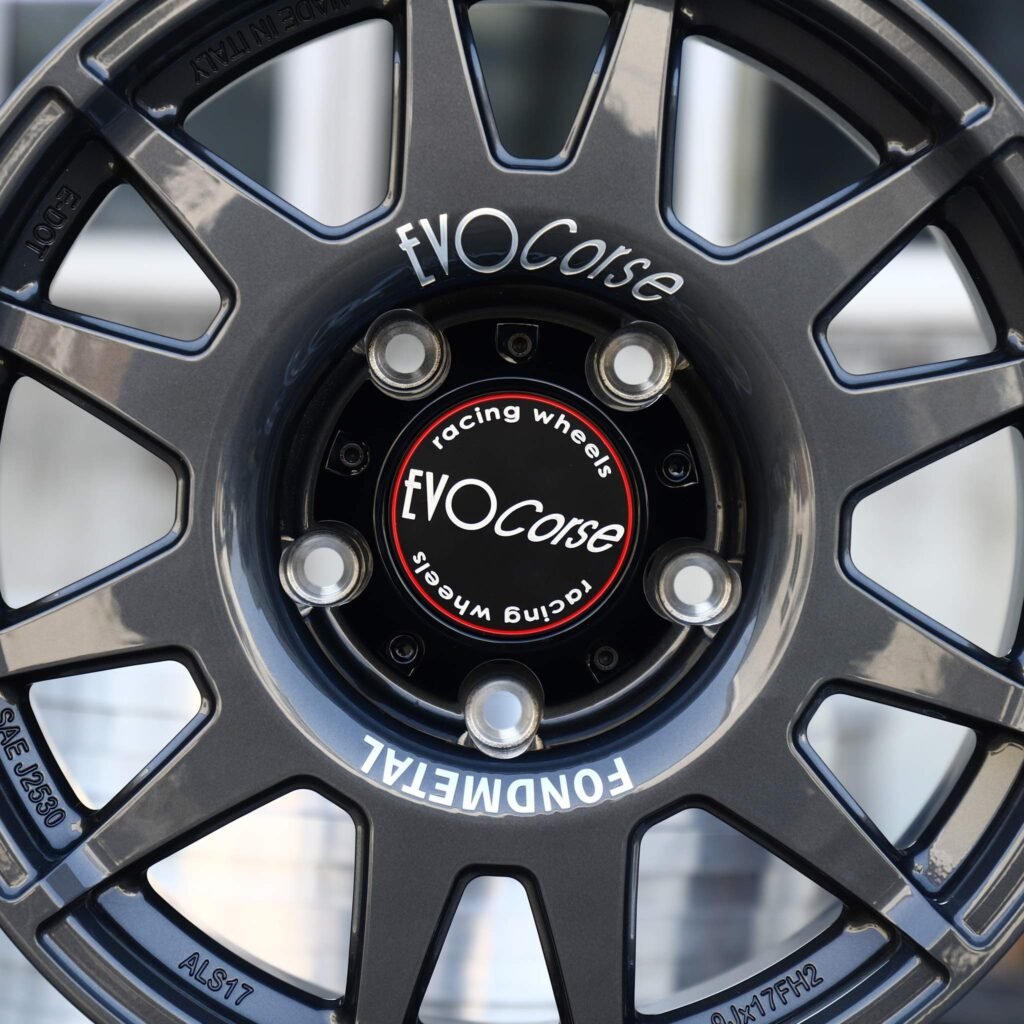 Jeep Gladiator wheels – Gunmetal Multi-Spoke (EvoCorse-Style), lip and barrel detail