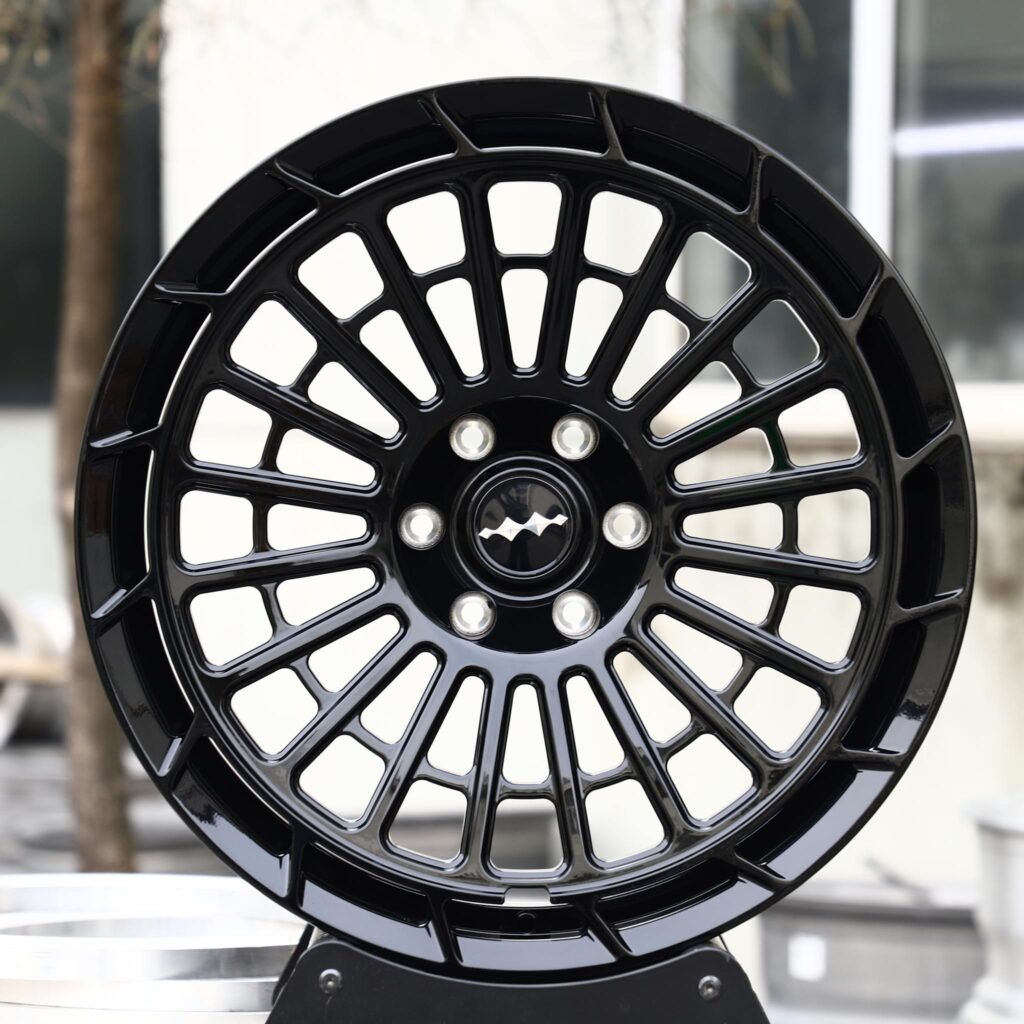 BYD Fangchengbao 5 wheels – Gloss Black Multi-Spoke Bolt-Ring (Fang Cheng Bao OEM-Style), front view