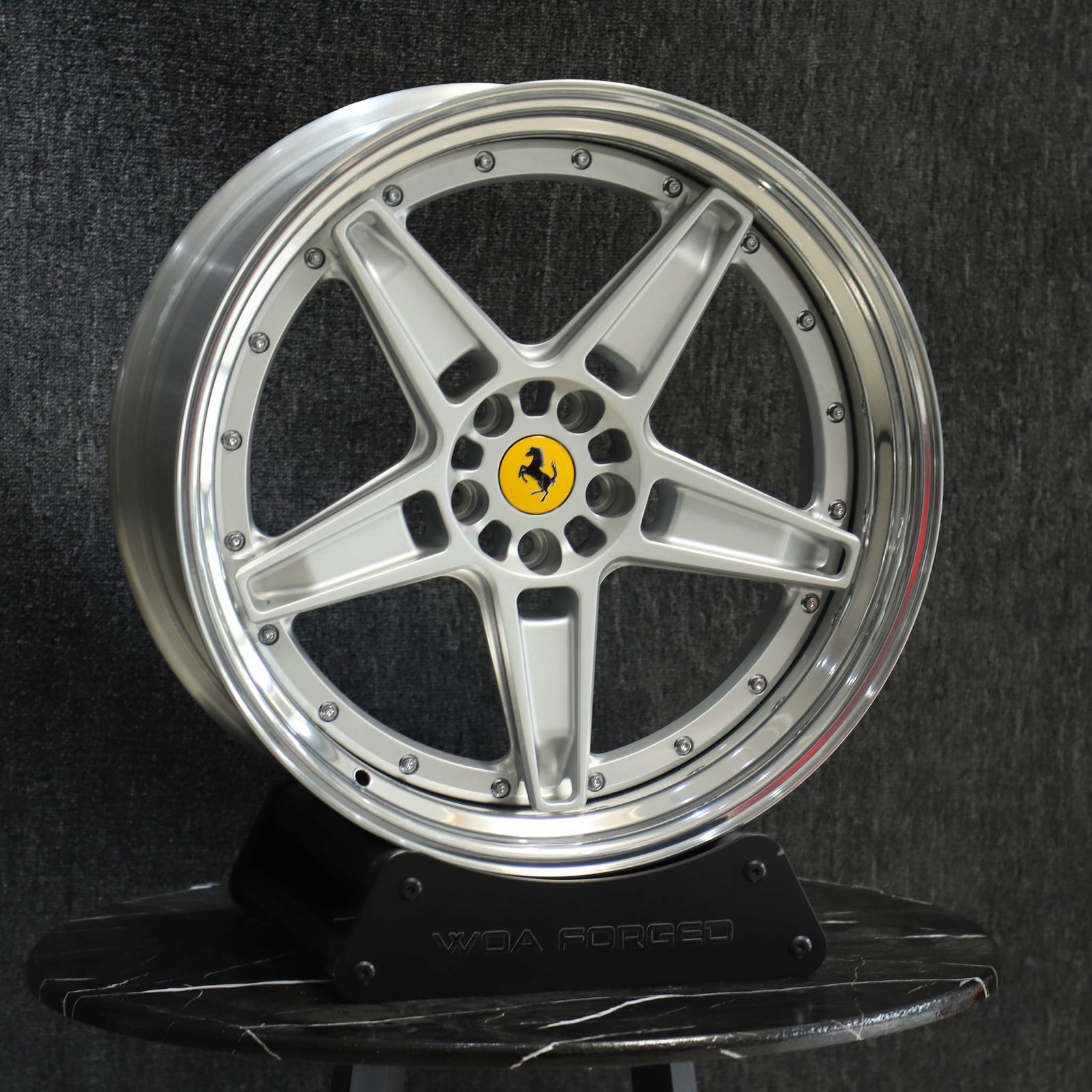 Ferrari 488 wheels – Custom Finish 2-Piece 5-Star Spoke, front view