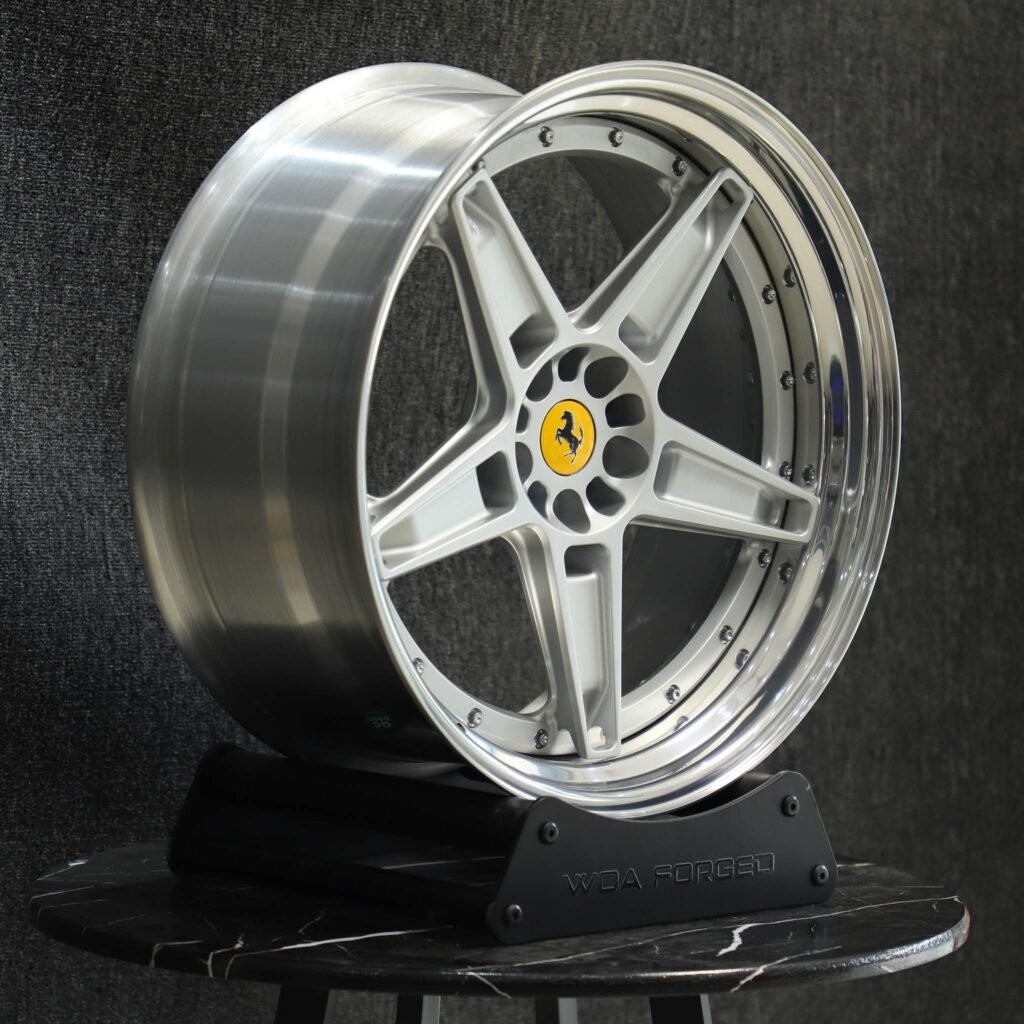 Ferrari F8 wheels – Custom Finish 2-Piece 5-Star Spoke, angled view