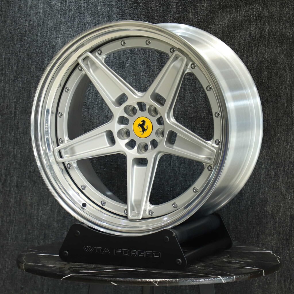 Ferrari 488 wheels – Custom Finish 2-Piece 5-Star Spoke, lip and barrel detail