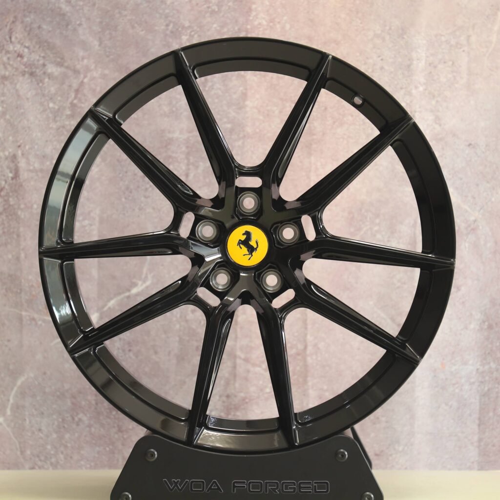 Ferrari Style Gloss Black 5 Y-Spoke Forged Wheels - Ferrari 488 / Ferrari F8 Fitment (5-Lug) Monoblock forged wheel