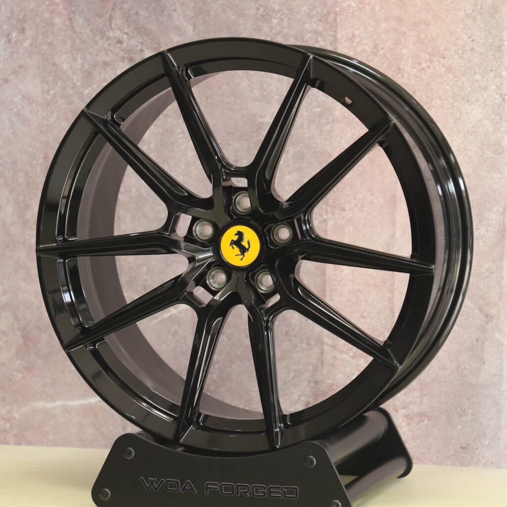 Ferrari Style Gloss Black 5 Y-Spoke Forged Wheels - Ferrari 488 / Ferrari F8 Fitment (5-Lug) view 2