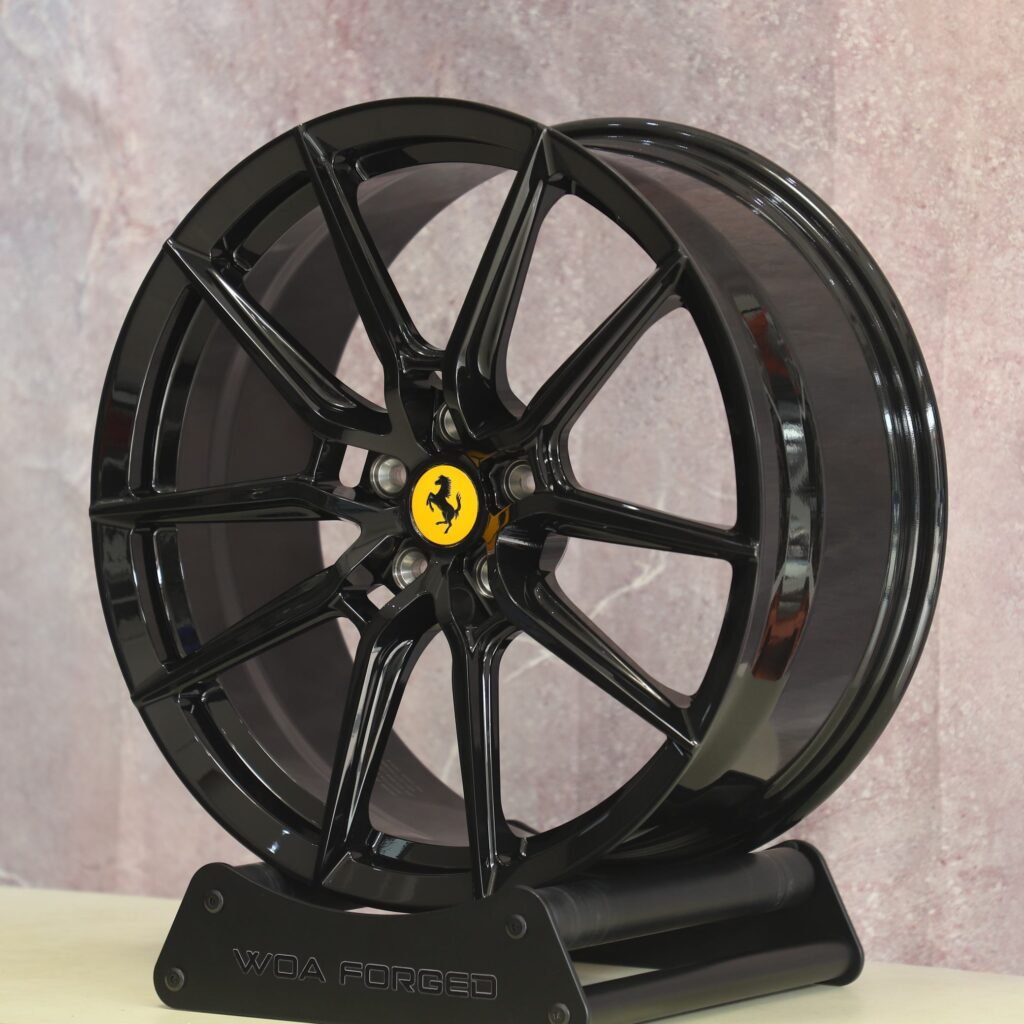 Ferrari Style Gloss Black 5 Y-Spoke Forged Wheels - Ferrari 488 / Ferrari F8 Fitment (5-Lug) view 3