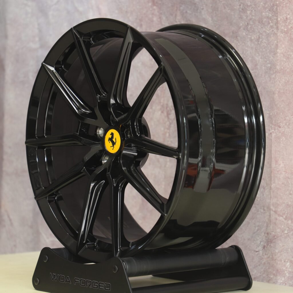 Ferrari Style Gloss Black 5 Y-Spoke Forged Wheels - Ferrari 488 / Ferrari F8 Fitment (5-Lug) view 4