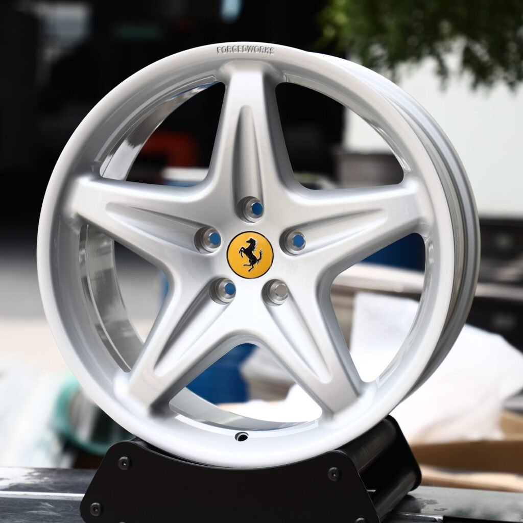Ferrari Style Gloss Silver 5-Spoke Forged Wheels - Ferrari 488 / Ferrari F8 Fitment (5-Lug) view 2