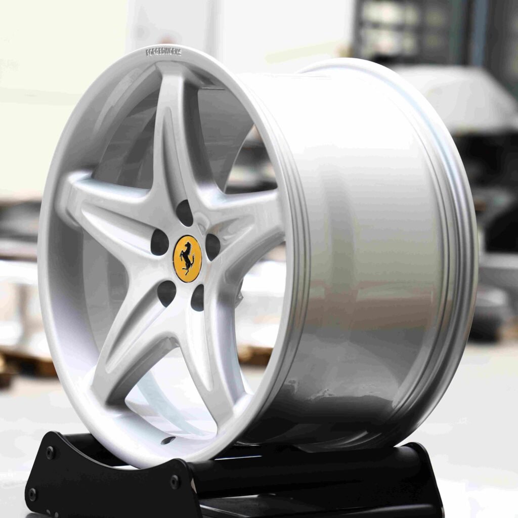 Ferrari Style Gloss Silver 5-Spoke Forged Wheels - Ferrari 488 / Ferrari F8 Fitment (5-Lug) view 4