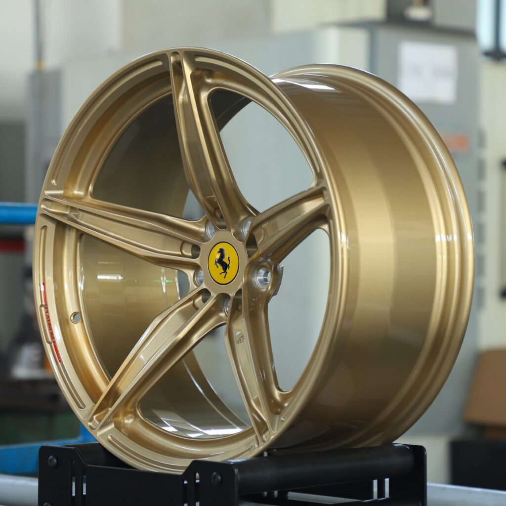 Ferrari F8 wheels – Gold 5 Y-Spoke, angled view