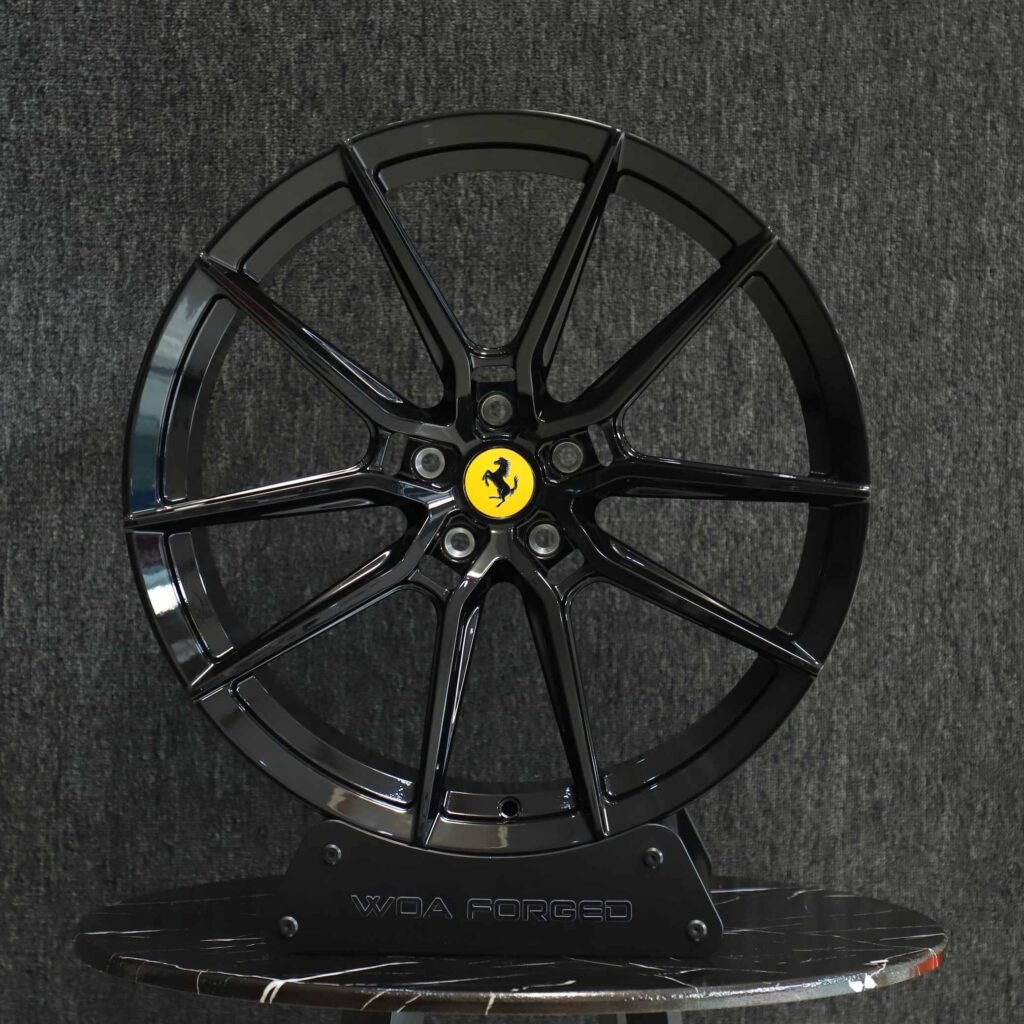 Ferrari Style Matte Silver 5 Y-Spoke Forged Wheels - Ferrari 488 / Ferrari F8 Fitment (5-Lug) Monoblock forged wheel