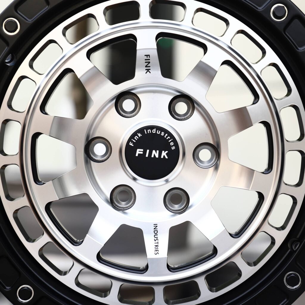 Toyota 4Runner wheels – Machined Silver / Black Beadlock (Fink Industries-Style), lip and barrel detail