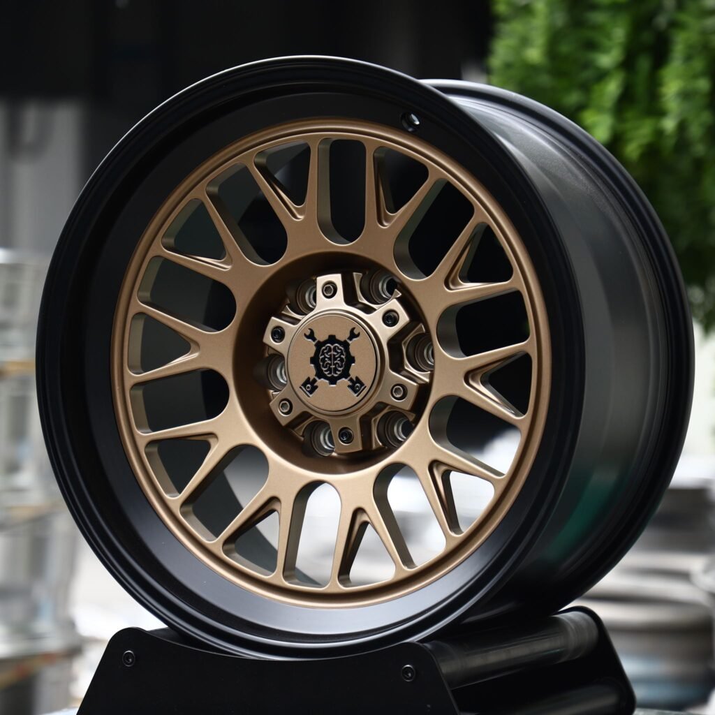 Chevrolet Silverado 1500 wheels – Matte Bronze Mesh Black Lip, angled view