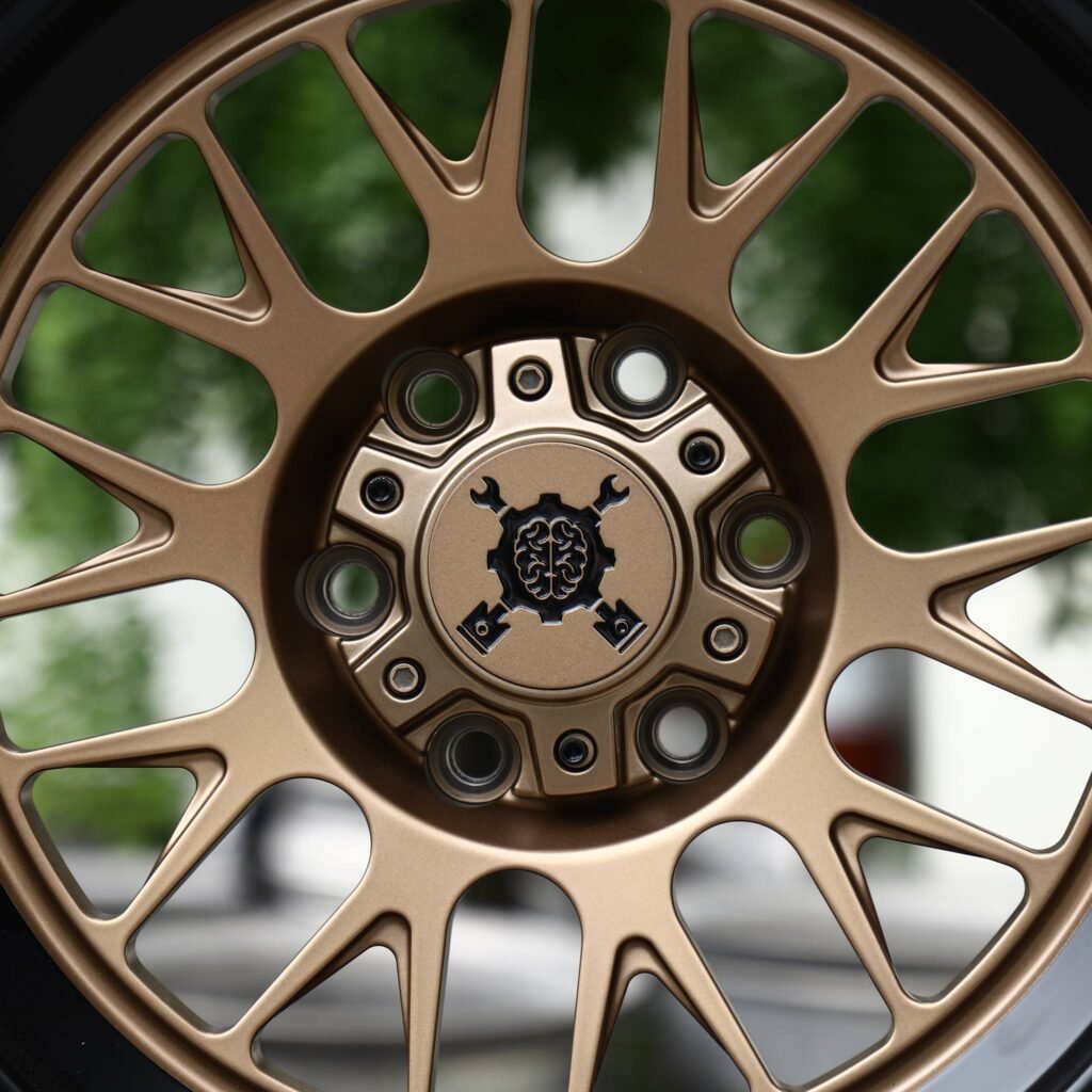 Toyota Tacoma wheels – Matte Bronze Mesh Black Lip, lip and barrel detail