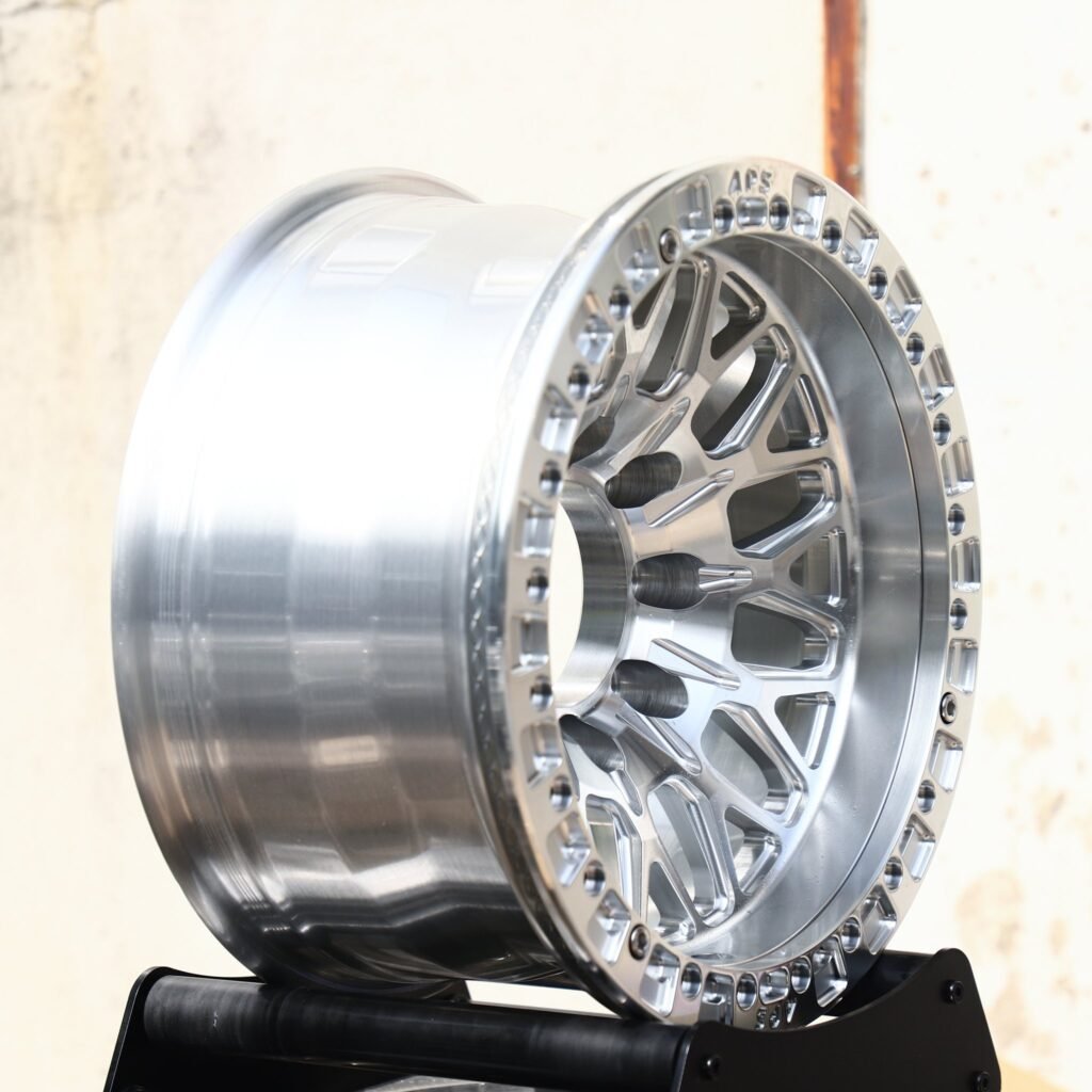 8x170 wheels – Brushed Silver Fine Mesh Beadlock, side view