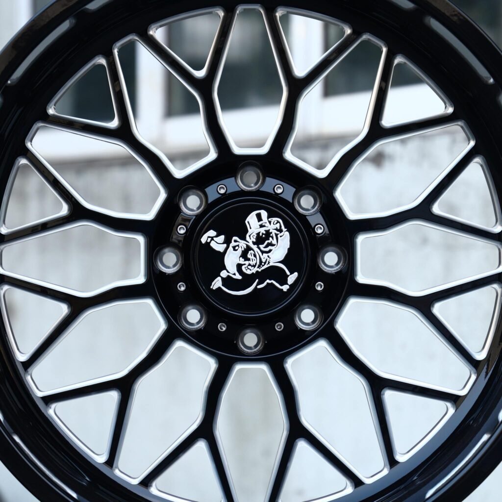 Chevrolet Silverado HD wheels – Gloss Black Machined Mesh, angled view