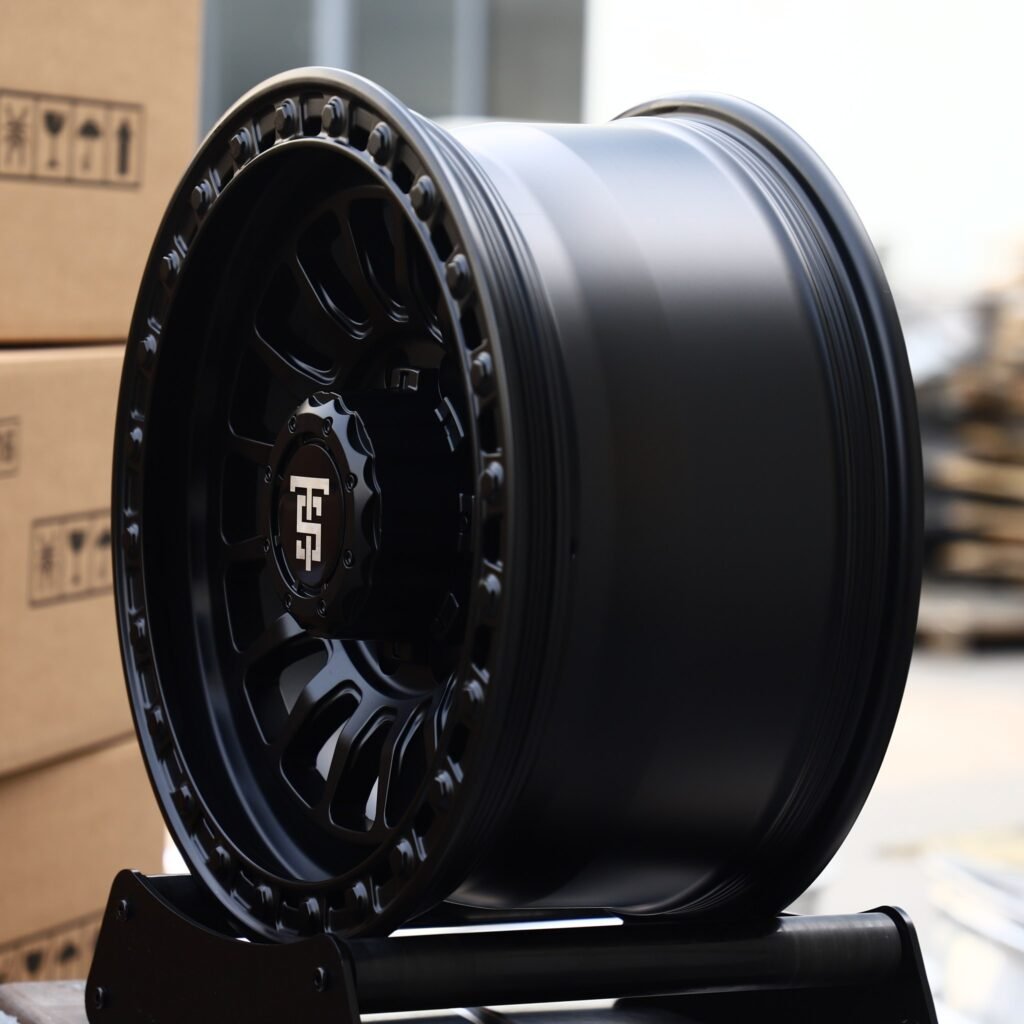 8x170 wheels – Matte Black Multi-Spoke Beadlock, side view