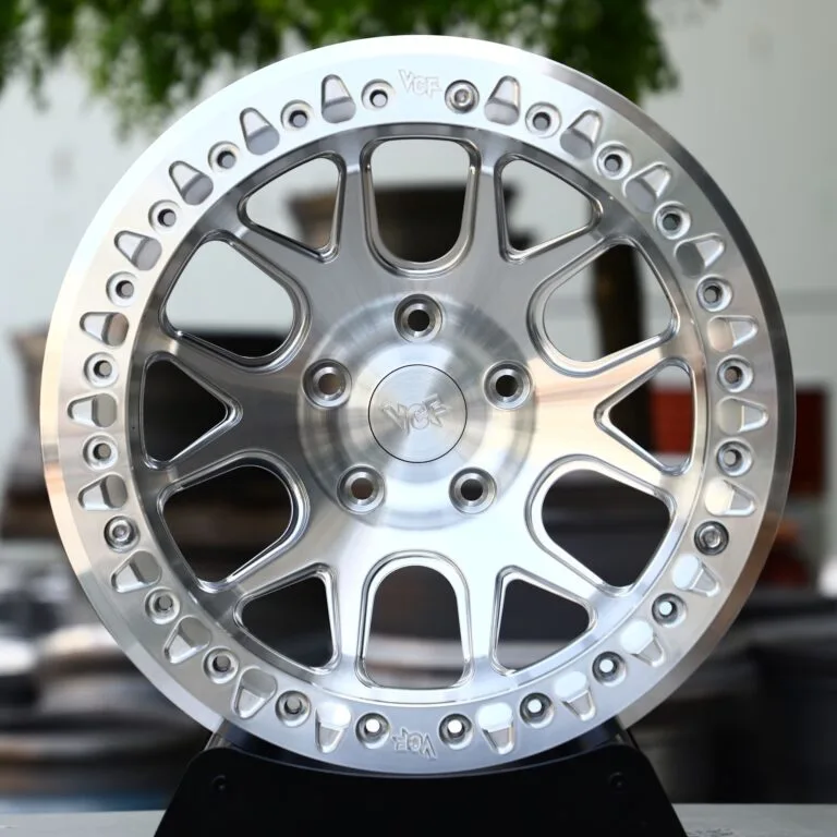 Ford Mustang wheels – Brushed Silver 10-Spoke Beadlock, front view