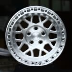 Ford Mustang / Corvette C7 Forged Drag Racing Wheels – Brushed Silver Mesh Beadlock (5-Lug)
