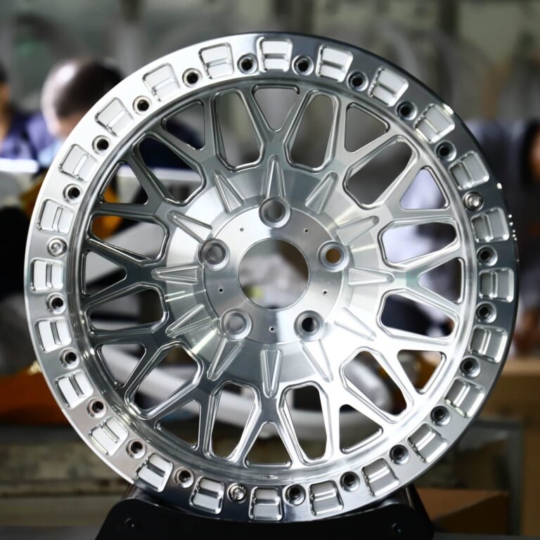 Ford Mustang wheels – Brushed Silver Multi-Spoke Beadlock, front view