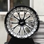 Ford Mustang / Corvette C7 Forged Drag Racing Wheels – Gloss Black / Mirror Milled Mesh Beadlock (5-Lug)