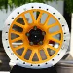 Ford Mustang / Corvette C7 Forged Drag Racing Wheels – Yellow 16-Spoke Polished Beadlock (5-Lug)