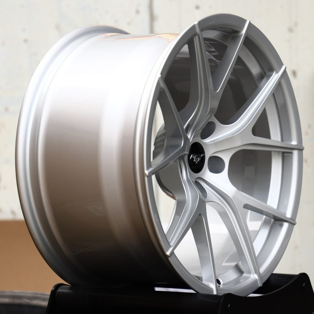 5x114.3 wheels – Hyper Silver 5 Y-Spoke Concave (Ford Mustang OEM-Style), side view