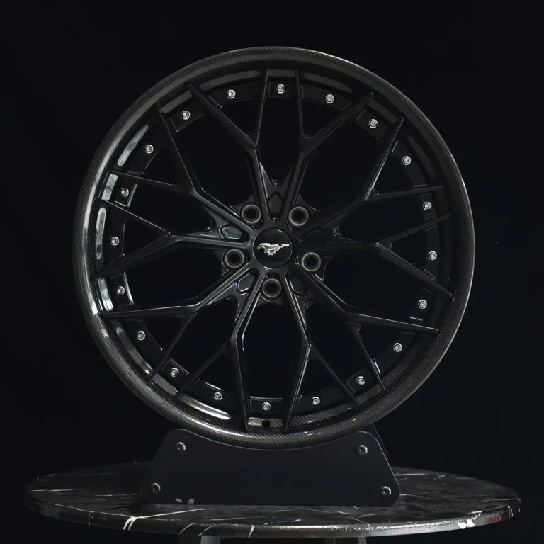 Ford Mustang wheels – Custom Finish 2-Piece Carbon Fibre (Ford Mustang OEM-Style), front view