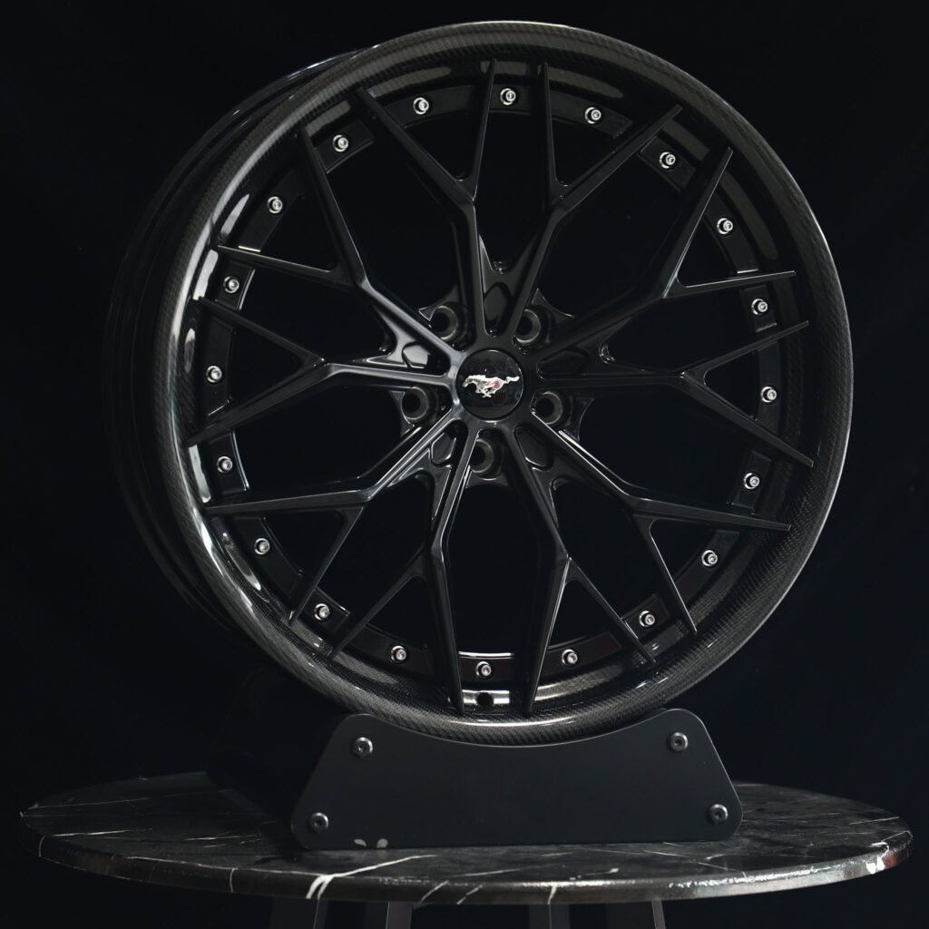 Ford Mustang Style Custom Finish 2-Piece Carbon Fibre Forged Wheels - Ford Mustang / Chevrolet Corvette Fitment (5-Lug) view 2
