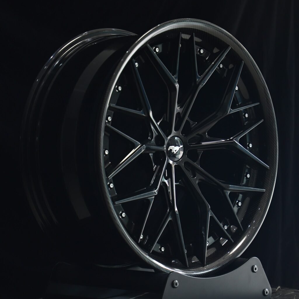 Ford Mustang Style Custom Finish 2-Piece Carbon Fibre Forged Wheels - Ford Mustang / Chevrolet Corvette Fitment (5-Lug) view 3