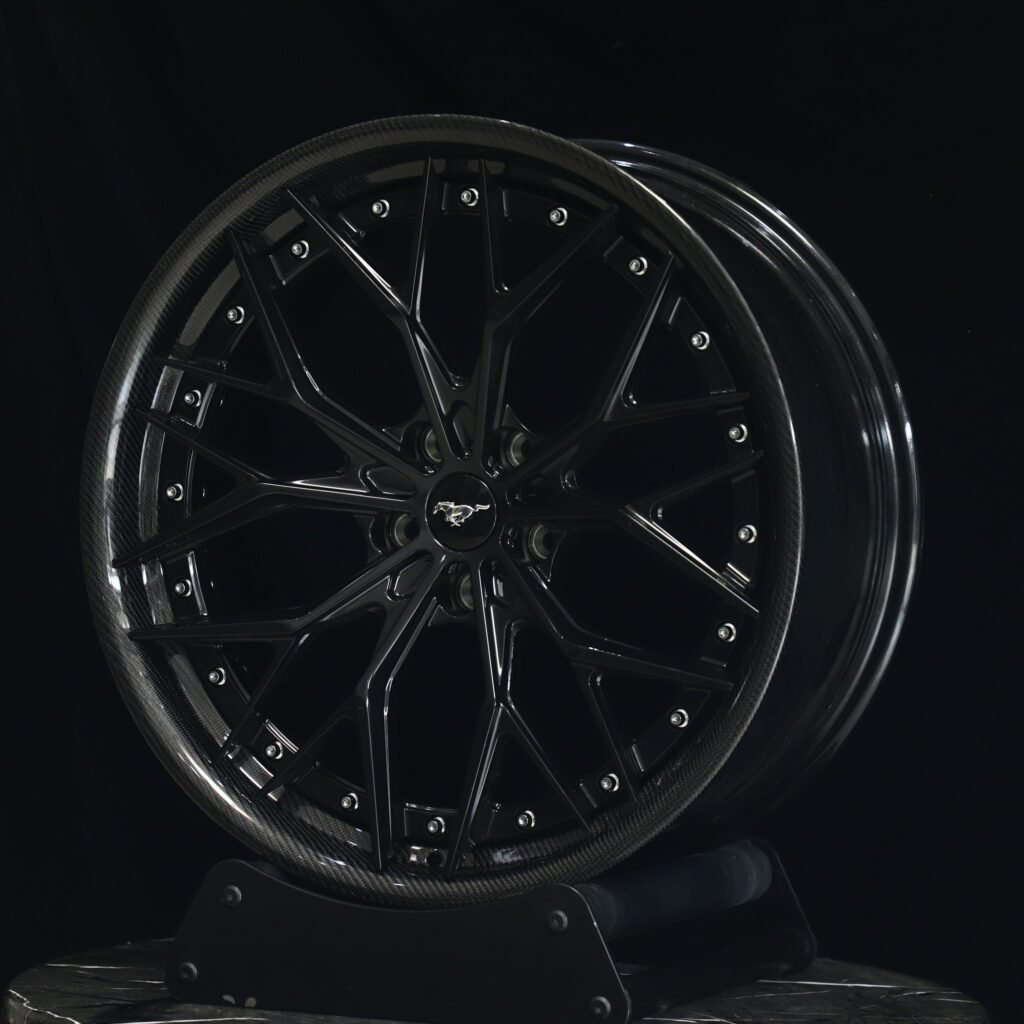 Ford Mustang Style Custom Finish 2-Piece Carbon Fibre Forged Wheels - Ford Mustang / Chevrolet Corvette Fitment (5-Lug) view 4