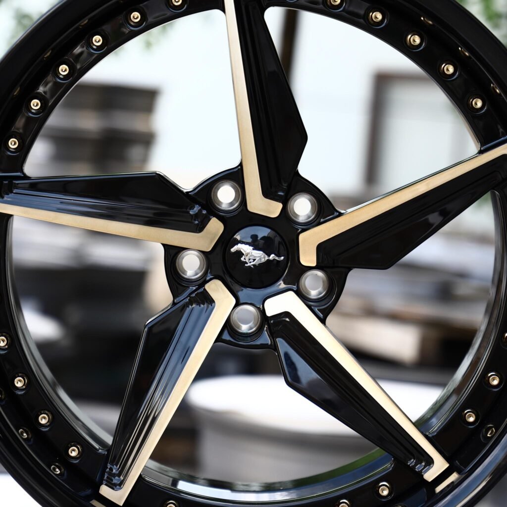 Ford Mustang Style Custom Finish 2-Piece Directional Machined Face Forged Wheels - Ford Mustang / Chevrolet Corvette Fitment (5-Lug) view 3
