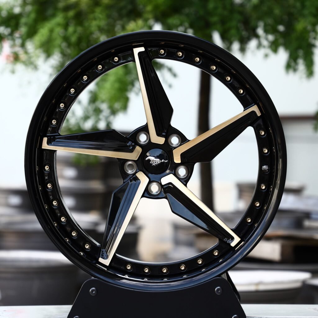 Ford Mustang Style Custom Finish 2-Piece Directional Machined Face Forged Wheels - Ford Mustang / Chevrolet Corvette Fitment (5-Lug) view 4