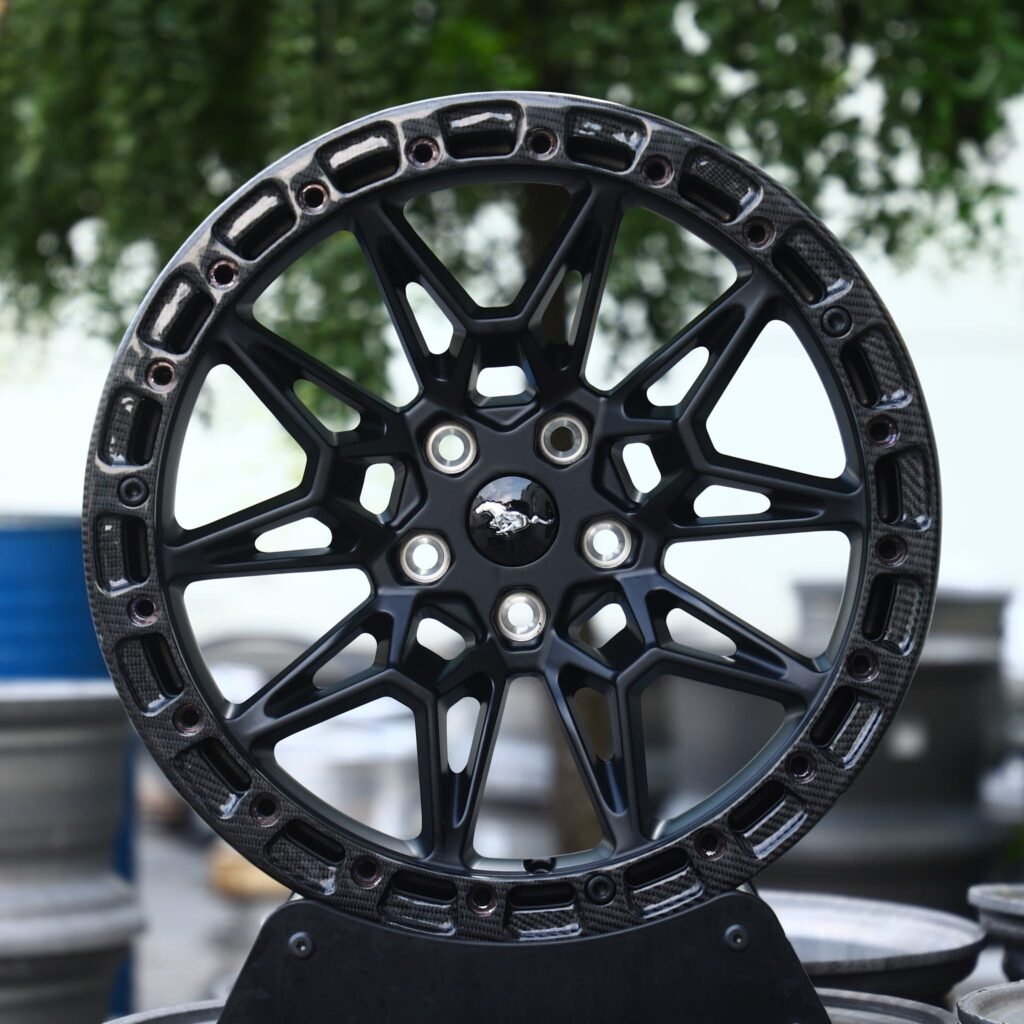 Ford Mustang Style Gloss Black Carbon Fibre Beadlock Forged Wheels – Ford Mustang / Chevrolet Corvette Fitment (5-Lug)