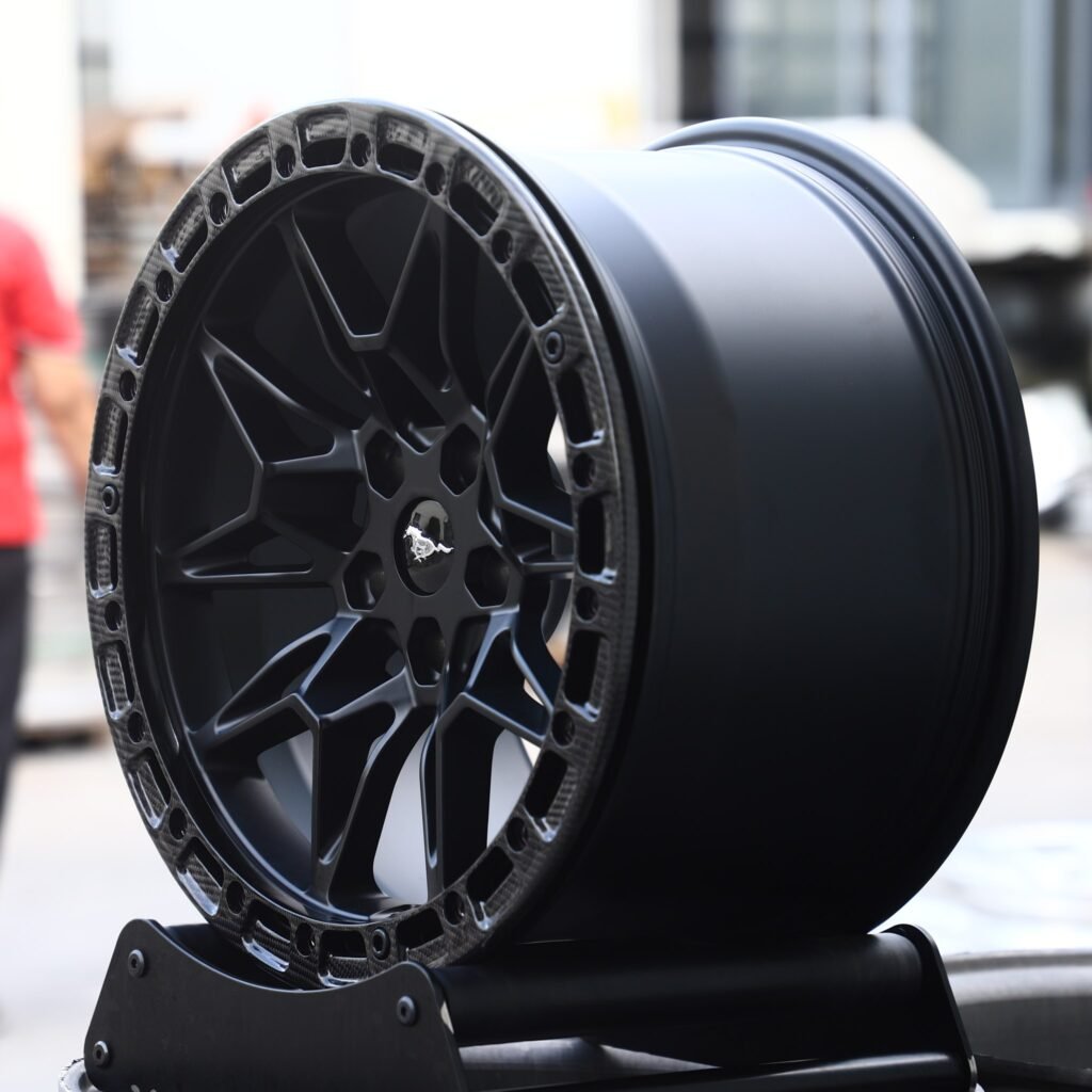 Ford Mustang Style Gloss Black Carbon Fibre Beadlock Forged Wheels - Ford Mustang / Chevrolet Corvette Fitment (5-Lug) view 3
