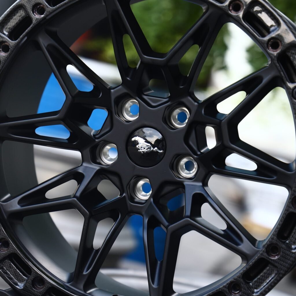 Ford Mustang Style Gloss Black Carbon Fibre Beadlock Forged Wheels - Ford Mustang / Chevrolet Corvette Fitment (5-Lug) view 4