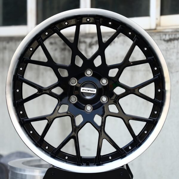 Ford F-150 wheels – Gloss Black Mesh Machined Lip (Ford OEM-Style), front view