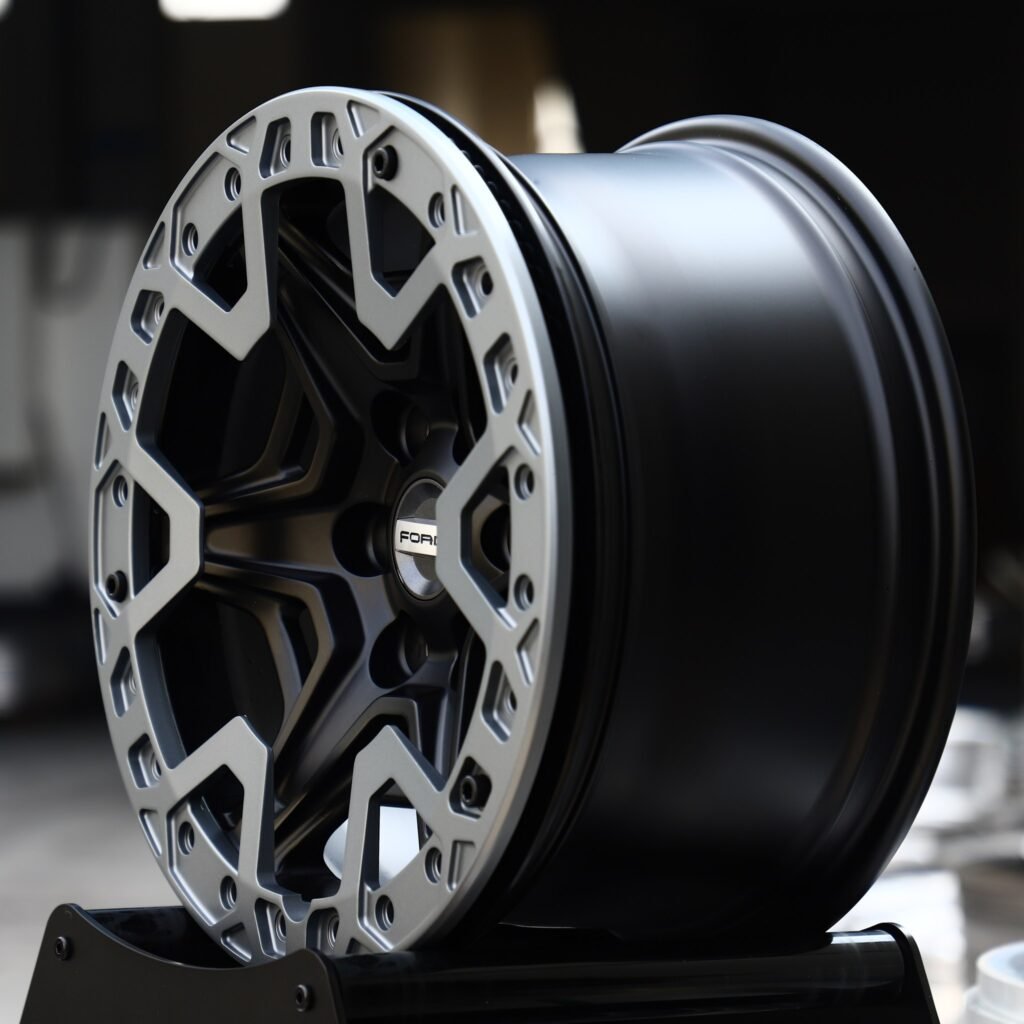 6x135 wheels – Matte Black Multi-Spoke Beadlock (Ford OEM-Style), side view