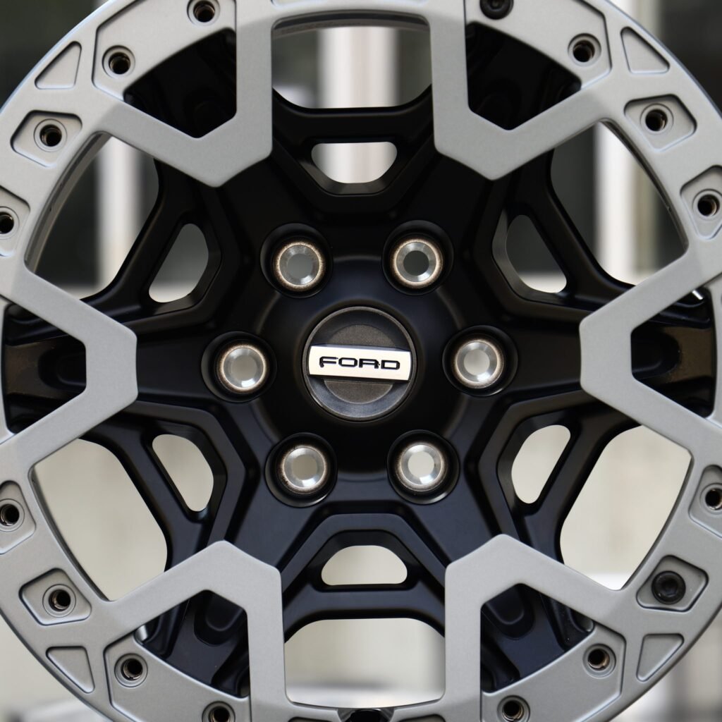 Ford Ranger wheels – Matte Black Multi-Spoke Beadlock (Ford OEM-Style), lip and barrel detail