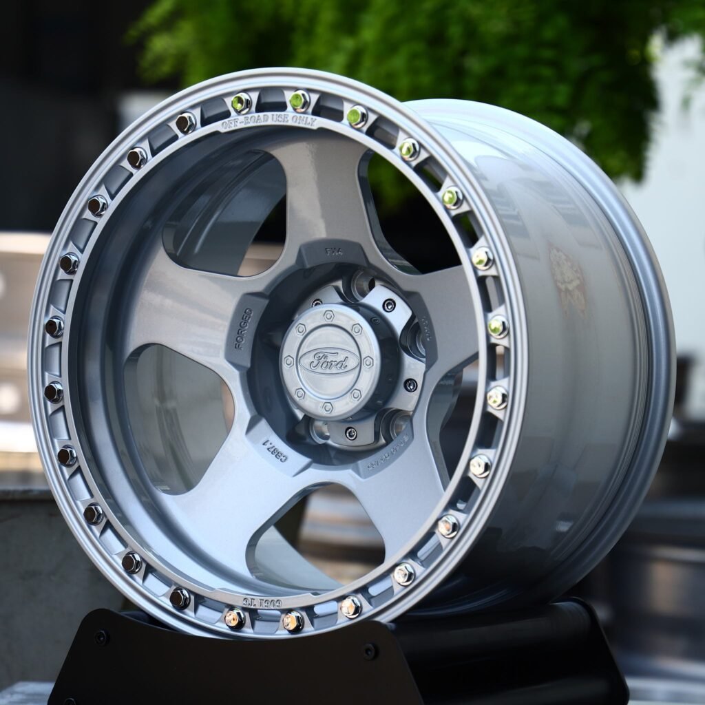 Ford F-150 wheels – Matte Gunmetal 5-Spoke Beadlock (Ford OEM-Style), angled view